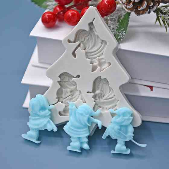 Силиконовый молд Дед Мороз 108 на 96 мм серый Киев