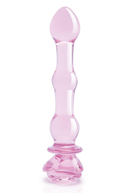 Скляний фалоімітатор Dream Toys Glaze Glass у формі бутона троянди з намистинами, рожевий Sex Aura Київ - фото 2
