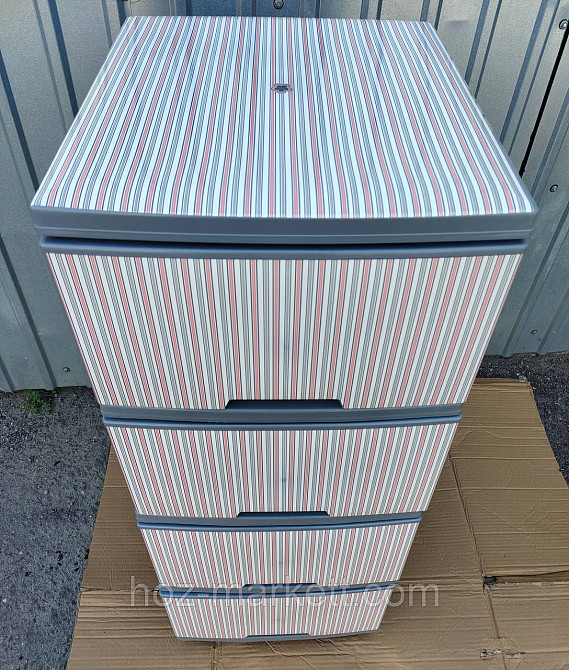 Пластиковий сірий комод Смужки рожеві Харків - фото 2