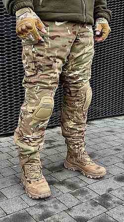 Зимові штани мультикам з наколінниками , тактичні зимові теплі штани мультикам матеріал  ріп стоп з наколінниками Львів