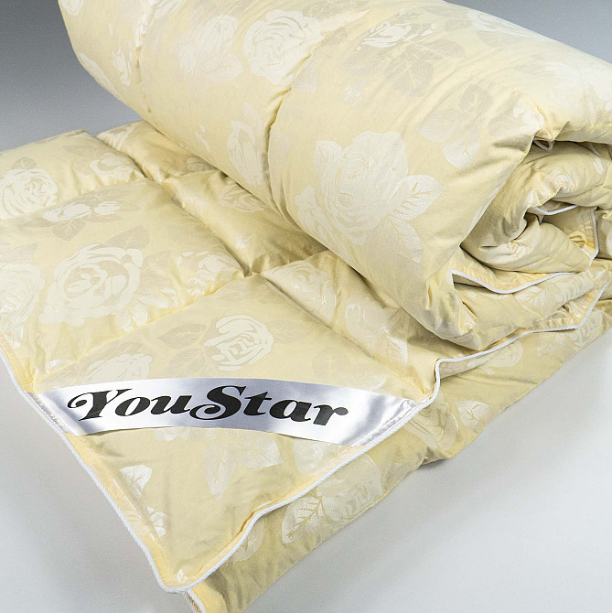 Эксклюзивное пуховое полуторное одеяло YouStar 100% пух, размер 145х205 см (Бежевый) Сумы - изображение 3