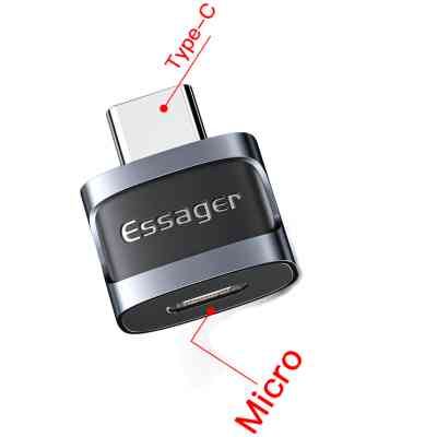 Перехідник USB-C M to Micro 5P F gray Essager (EZJMC-XL01) Вінниця