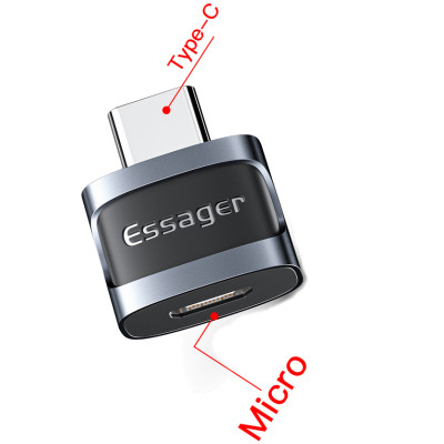Перехідник USB-C M to Micro 5P F gray Essager (EZJMC-XL01) Вінниця - фото 2