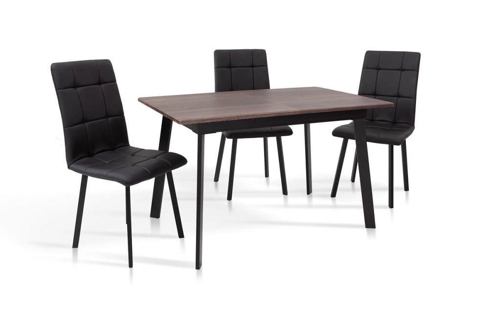 Стіл Етна 120(+40)*75 чорний метал/дуб ТК (горіх) Київ - фото 1