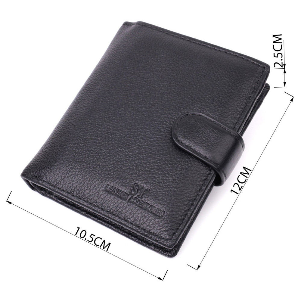 Вертикальный мужской бумажник из натуральной кожи Черный (ST Leather) Киев - изображение 8