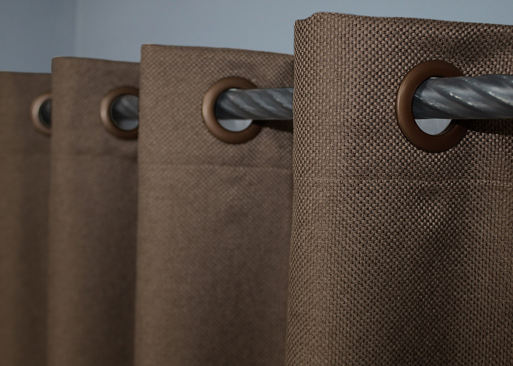 Комплект штор на люверсах VR-Textil Льон-блекаут Льон Мішковина № 277ш Коричневий 150х250см 2 шт (37-0189) Київ - фото 6