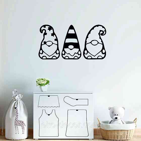 Декоративное настенное Панно «Гномики» Декор на стену 70*42 см-3шт, Черный Киев