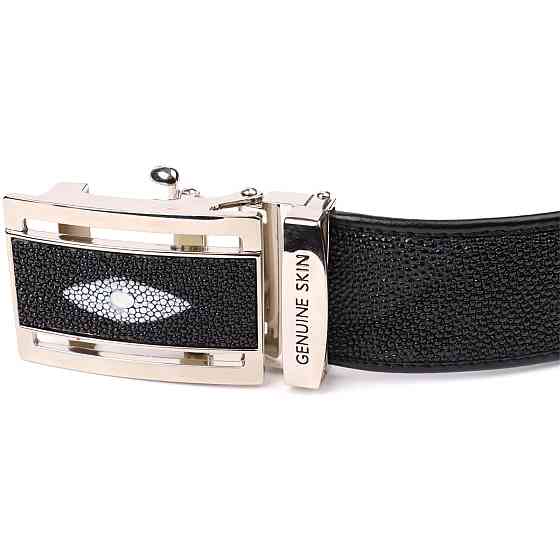 Ремінь-автомат з натуральної шкіри морського ската Чорний (STINGRAY LEATHER) Київ