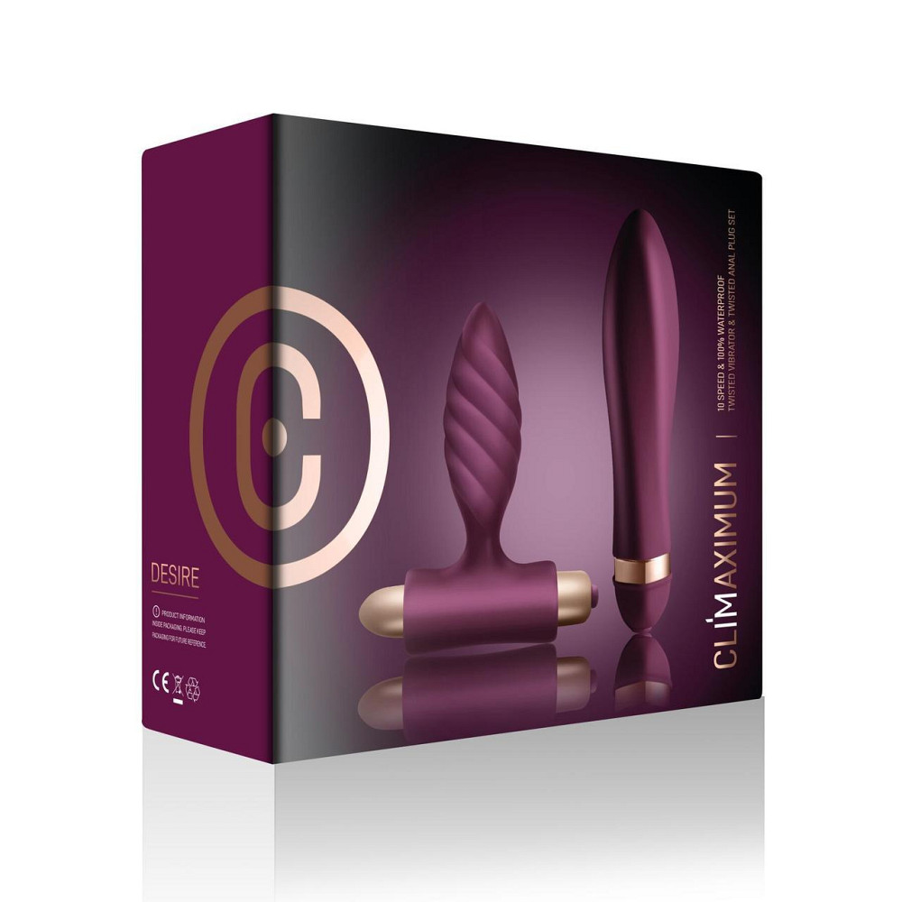 Набір для пар Climaximum Desire анальна пробка + вібратор, 10 режимів, на батарейках Sex Aura Київ - фото 8
