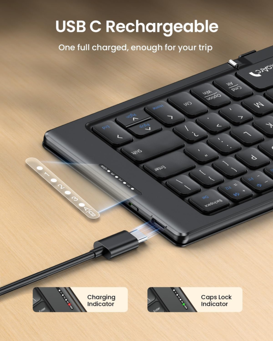 Складана Bluetooth клавіатура ProtoArc XK04 бездротова портативна з чохлом з PU шкіри для iPad iPhone планшета чорна Київ - фото 8