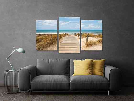 Модульна картина у вітальню/ спальню Пісочний пляж  Art-589_3 100x150 см Київ
