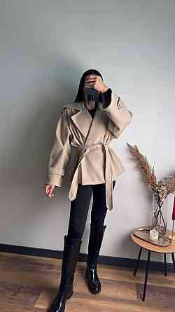 Стильний жіночий тренч-пальто з пальтової тканини без підкладки турецький кашемір світлий беж Одеса