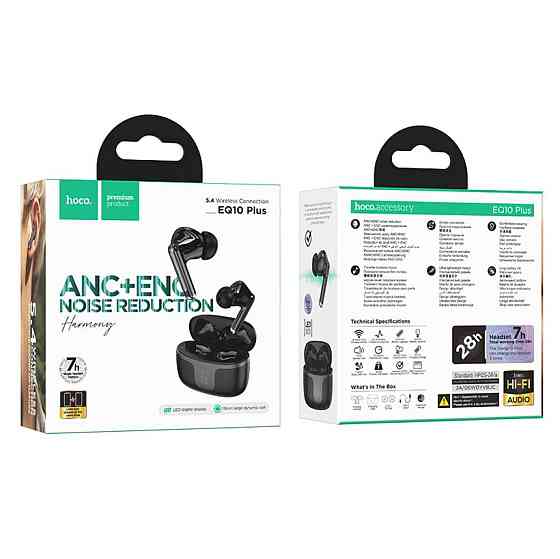 Бездротові навушники HOCO EQ10 Plus Harmony true wireless ANC+ENC Noise Reduction BT headset Black Київ