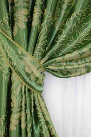 Комплект готових штор VR-Textil Блекаут-софт Корона № 1279ш(А) Зелений з оливковим 150х275 см 2шт (33-0116) Київ