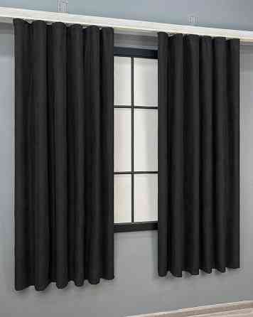 Комплект коротких штор VR-Textil Микровелюр Petek YL № 2017ш Черный 140х170 см 2 шт (35-0434) Киев