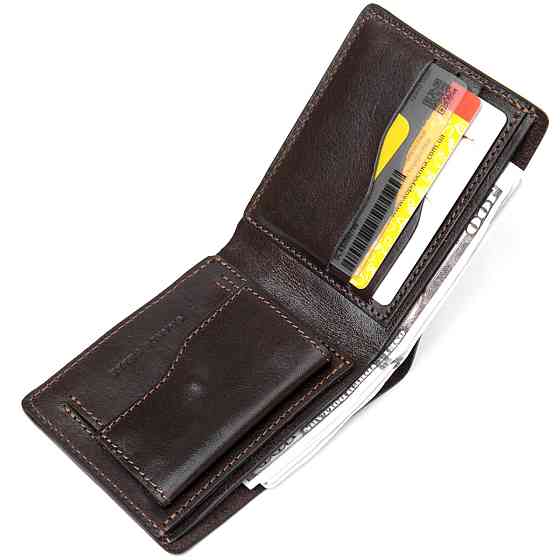 Портмоне из натуральной кожи для мужчин GRANDE PELLE 11463 Коричневый Киев