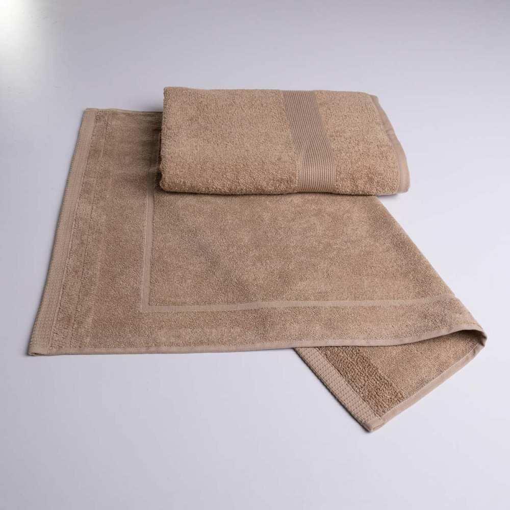 Набор банный махровый с Бордюром 2шт GM Textile 50х70см, 70х140см 400г/м2 (Капучино) Сумы - изображение 1