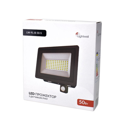 Прожектор Lightwell LW-FL-B-50-S 50 W з датчиком руху Вінниця - фото 4