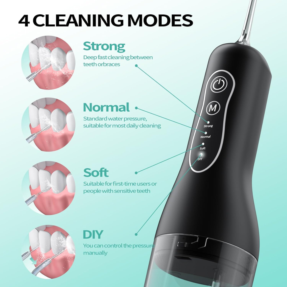 Беспроводной ирригатор OasiSmile 260 мл, 4 режима, 5 насадок, 30–120 PSI, IPX7, аккумулятор до 40 дней Киев - изображение 4
