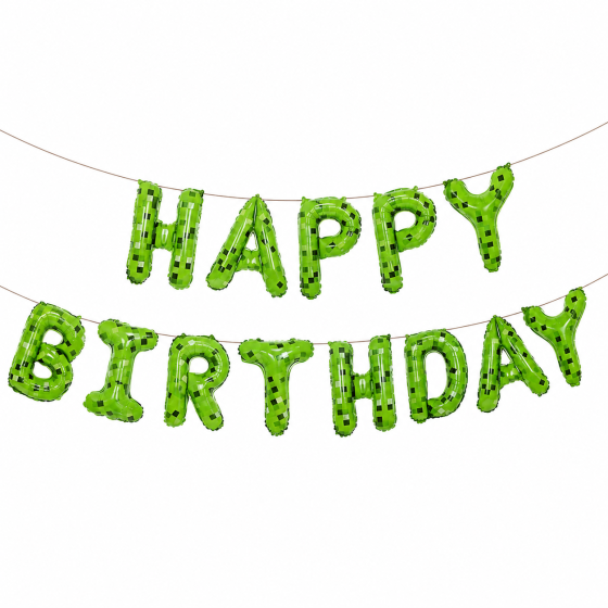 Фольгированные надувные шары буквы гирлянда Happy Birthday Майнкрафт 40 см Киев
