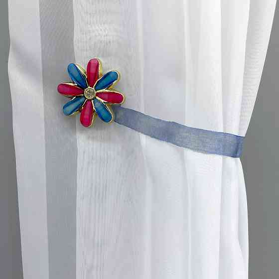 Магніти для штор та гардин "Квітка" набір 2 шт Блакитний з малиновим (81-256) Київ