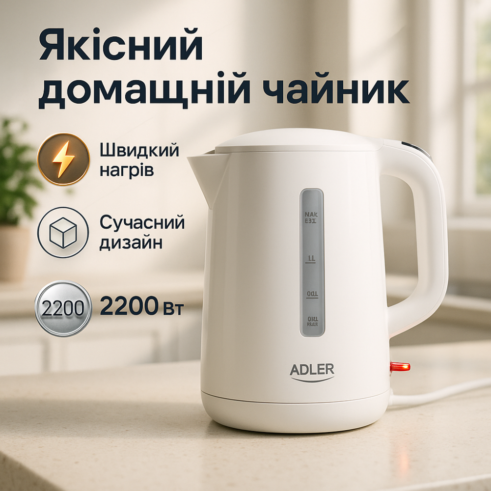 Домашний чайник качественный Adler AD 1386 2.2л 2200Вт, Мощный чайник для кипячения NC-80 Львов - изображение 9