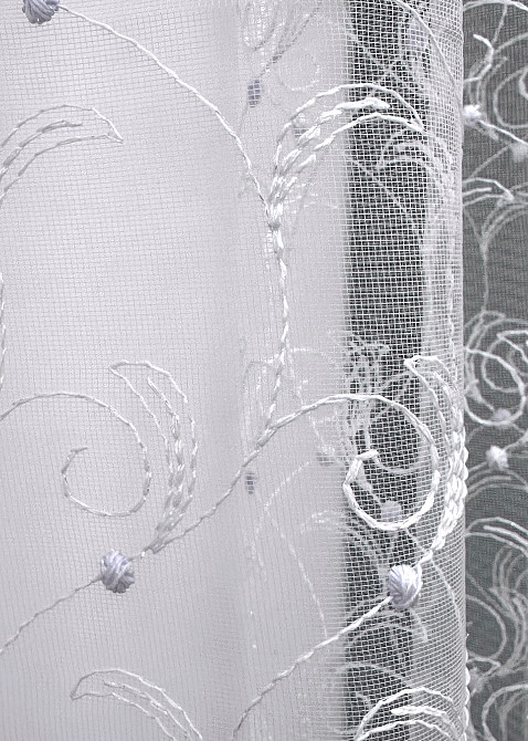 Тюль VR-Textil 1891т Фатин з вишивкою та люрексом Холодний білий 300х150 см (40-259) Київ - фото 5