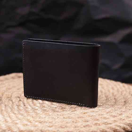 Функциональный кожаный кошелек без застежки Украина GRANDE PELLE 16755 Черный Киев