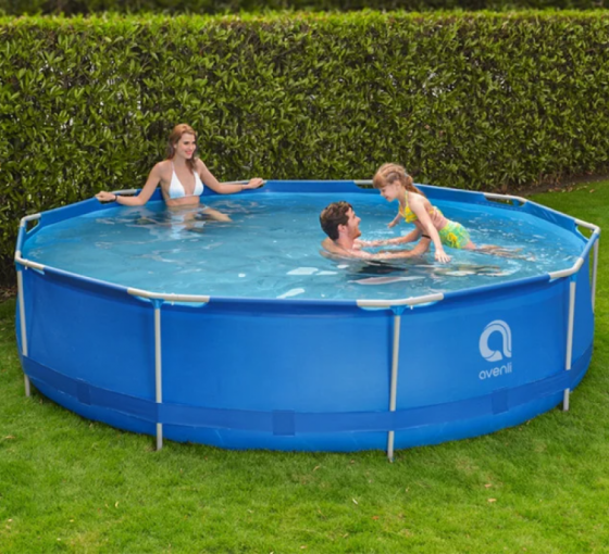 Каркасный садовый бассейн Avenli (360 х 76 см) круглый, для взрослых и детей, Синий (17799) Киев