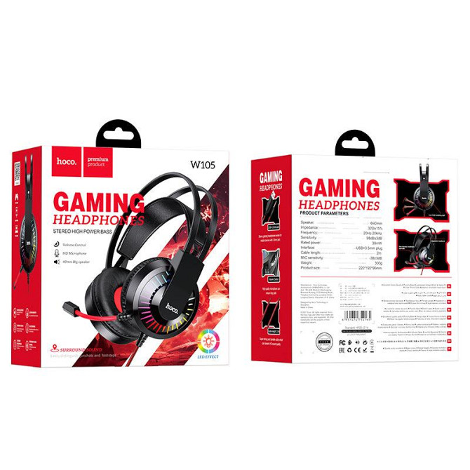 Игровая гарнитура HOCO W105 red Винница - изображение 8