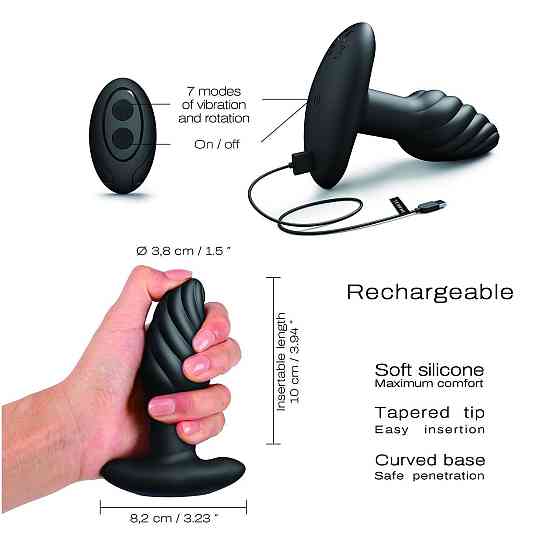 Анальна пробка з вібрацією та перлинним масажем Dorcel Spin Plug, макс. діам. 3,8 см, пульт ДК Sex Aura Київ