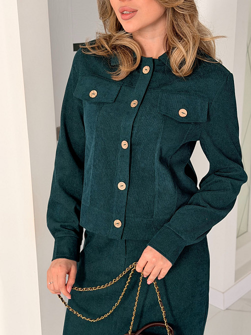 Жіночий костюм з мікровельвету Favorit 54-56, Темно-зелений Київ - фото 8