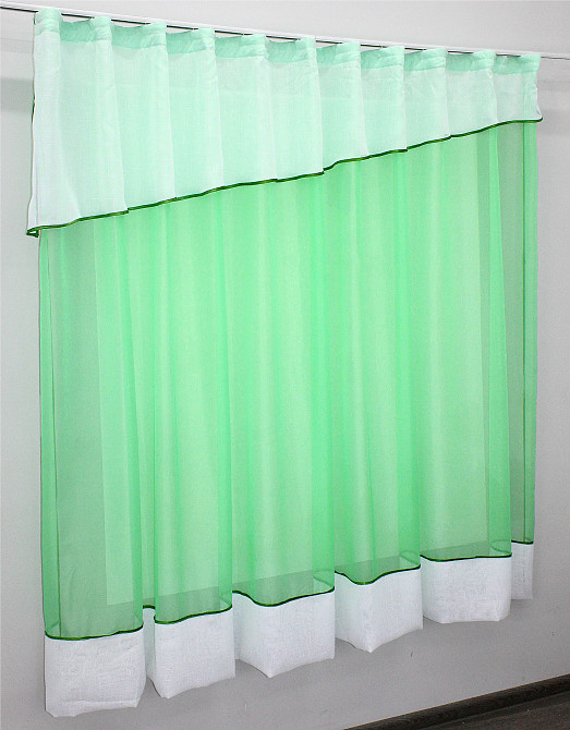 Кухонная занавеска VR-Textil № 047к мятный с белым 270х170 см (52-0130) Киев - изображение 2