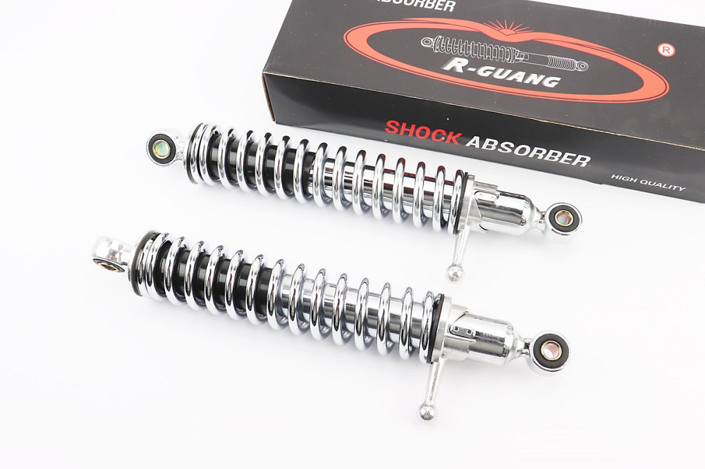 Амортизатор задній 330mm * d50mm (втулка 12mm / втулка 10mm) з важелем регулир., хром к-кт 2шт Бершадь - фото 1