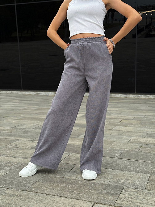 Жіночі вельветові штани палаццо "Garda" | Батал Сірий, 50-52 Київ - фото 1