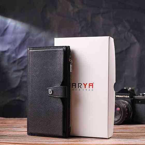 Класичне чоловіче вертикальне портмоне з натуральної шкіри KARYA 21422 Чорний Київ