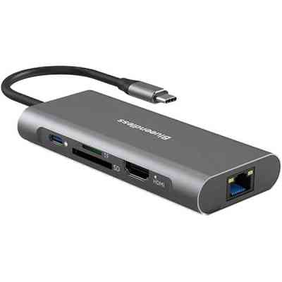 Концентратор PowerPlant USB-C to 2xUSB 3.0, 1xUSB 2.0, 1xType-C (PD), HDMI, SD, RJ45 (CA913497) Винница
