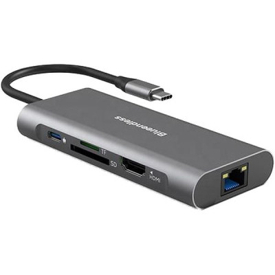 Концентратор PowerPlant USB-C to 2xUSB 3.0, 1xUSB 2.0, 1xType-C (PD), HDMI, SD, RJ45 (CA913497) Вінниця - фото 2