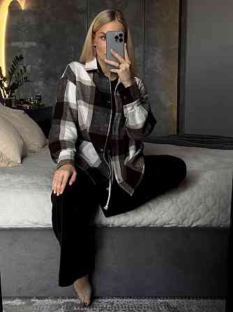 Жіноча базова тепла картата сорочка  турецький кашемір Одеса