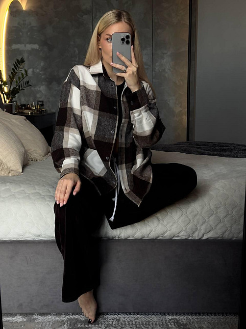 Женская базовая теплая клетчатая рубашка турецкий кашемир Одесса - изображение 2