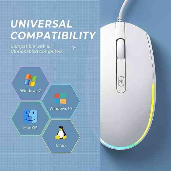 Дротова миша seenda - USB-комп'ютерна миша з RGB-підсвічуванням, оптична світлодіодна миша з підключеним USB-кабелем для ноутбуків Київ