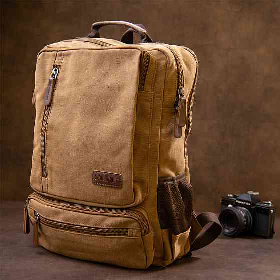 Рюкзак текстильний дорожній унісекс на два відділення Vintage 20614 Пісочний Київ