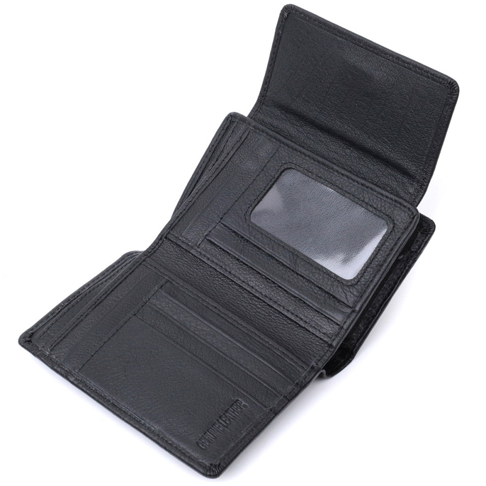 Практичный кошелек с монетницей из натуральной кожи ST Leather 22740 Черный Киев - изображение 7
