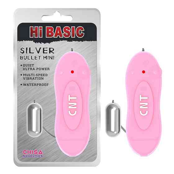 Вибропуля серебристая Chisa Hi-Basic Bullet CNT Mini с розовым пультом управления Sex Aura Киев