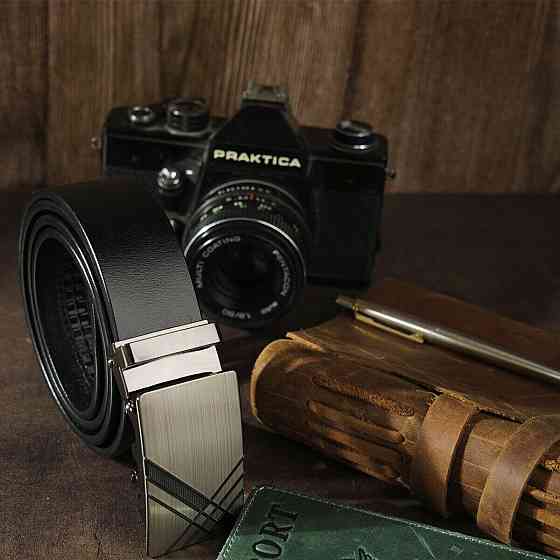 Ремень мужской c затемненной металлической пряжкой Vintage 20208 Черный Киев