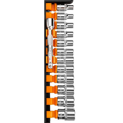 Набор головок Neo Tools 14шт, 1/4", трещотка 90 зубцов, CrV (10-000) Винница - изображение 7