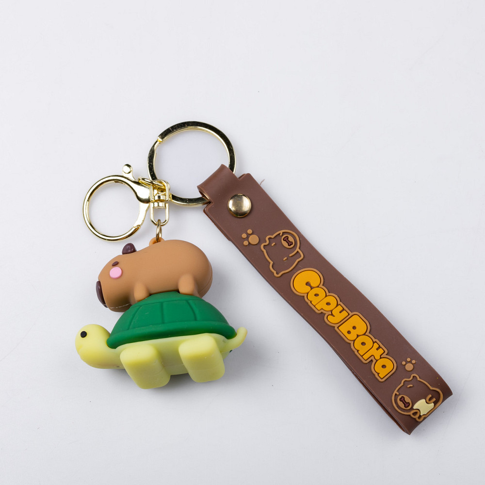 Дитячий брелок Капібара на черепасі 5×3×4 (см) для ключів, на сумку і рюкзак HP-55-24TURT Коломия - фото 1