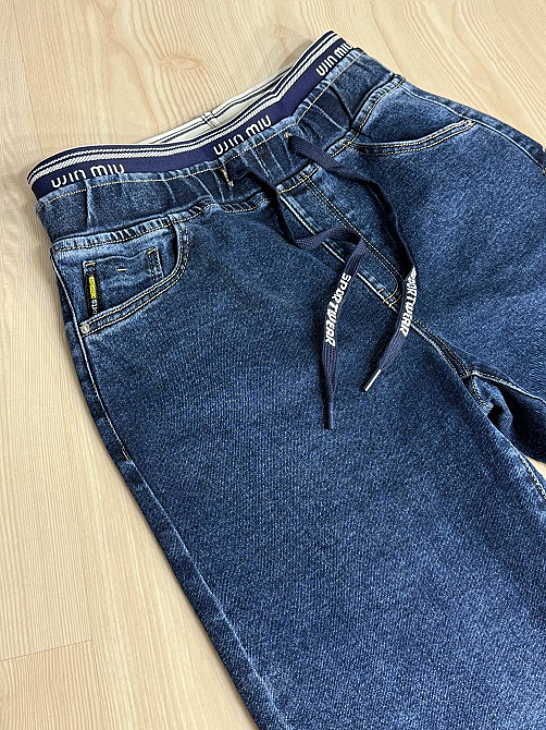 Джинсы женские LDM 0250 МОМ бананы резинка на поясе батал большие размеры синие, синий, 31, 31, 87 см, 115 см Киев - изображение 4