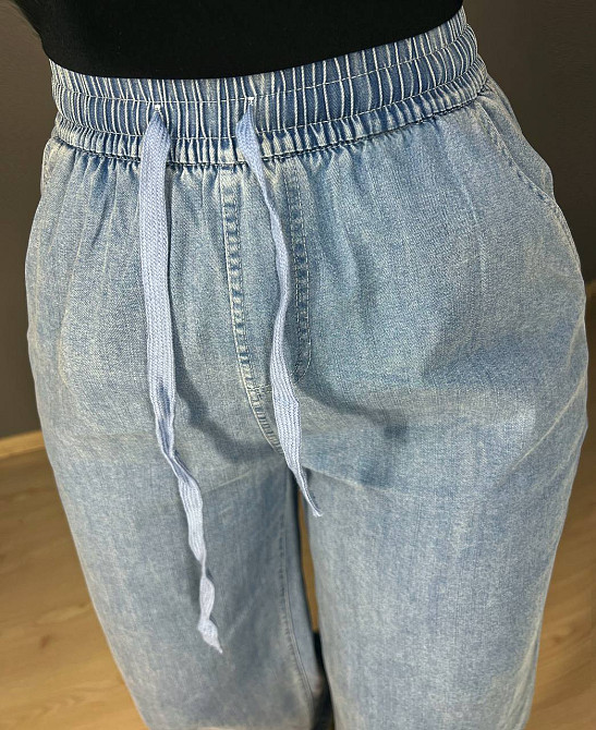 Джинсы женские Ласточка 4080 палаццо тонкие тенсель талия на резинке голубые, голубой, 3XL/4XL, 32,  Одесса - изображение 2