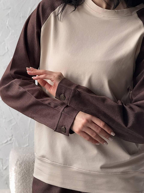 Жіночий ефектний комбінований костюм двійка: кофта і штани джинс котон + турецька двунитка Одеса - фото 6